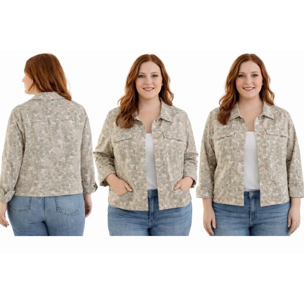 🌿 Lemon Grass Studio Floral Jacquard Cropped Jacket Blazer XL 🌿